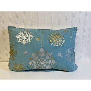 Christmas Throw Pillow. Silver/Gold Snowflakes 19 x 12‎ 1/2